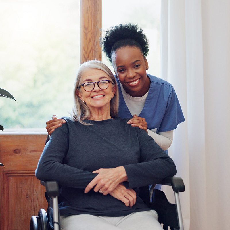 nurse and patient smiling